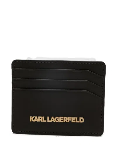 Karl Lagerfeld Leather Card Holder In Black