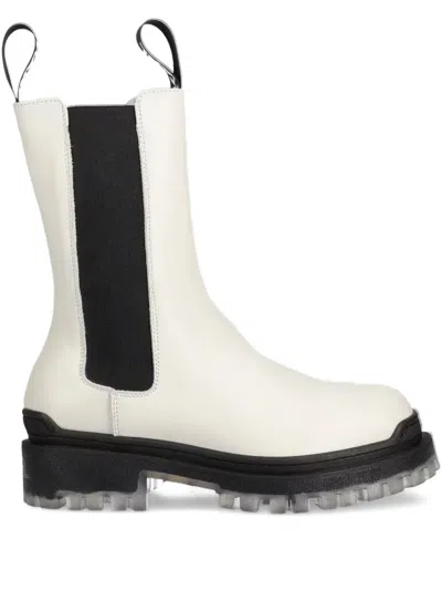 Karl Lagerfeld Leather Chelsea Boots In White