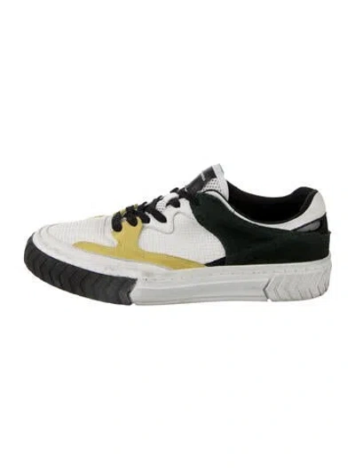 Pre-owned Karl Lagerfeld Leather Colorblock Pattern Sneakers In Black
