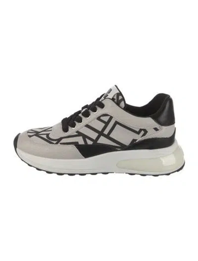 Pre-owned Karl Lagerfeld Leather Colorblock Pattern Sneakers In White