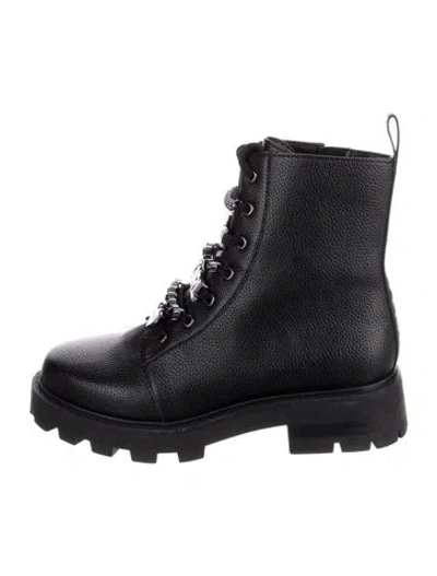 Pre-owned Karl Lagerfeld Leather Combat Boots In Black