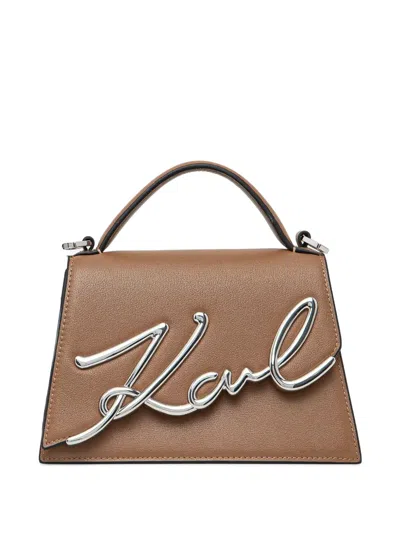Karl Lagerfeld Leather Cross Body Bag In Brown