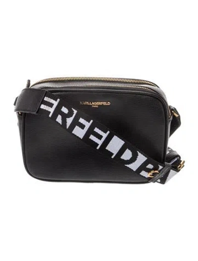 Pre-owned Karl Lagerfeld Leather Crossbody Bag In Black