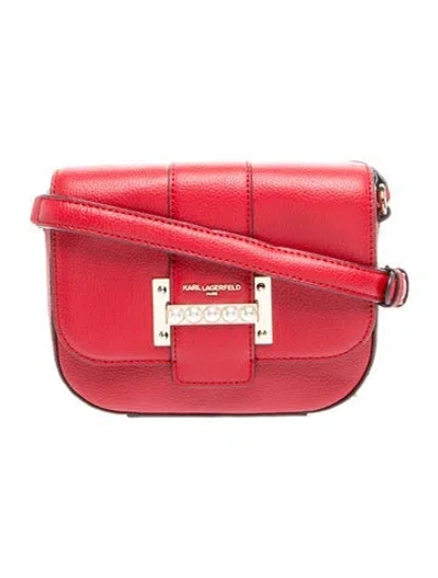 Pre-owned Karl Lagerfeld Leather Crossbody Bag In Red
