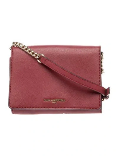 Pre-owned Karl Lagerfeld Leather Crossbody Bag In Red