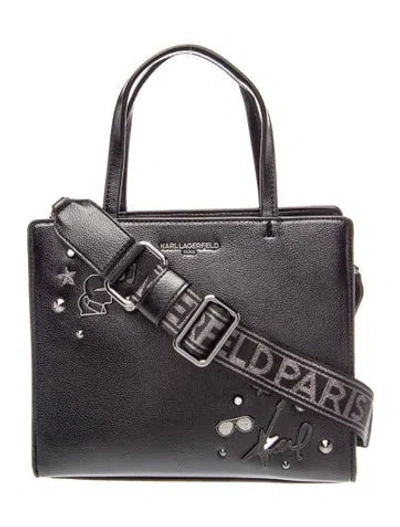 Pre-owned Karl Lagerfeld Leather Crossbody Bag W/ Tags In Black