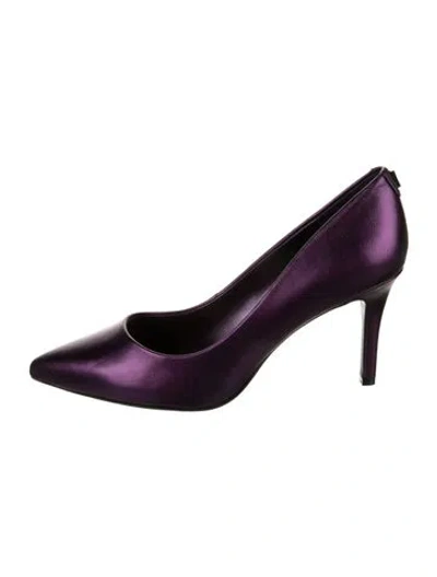 Pre-owned Karl Lagerfeld Leather Crystal Embellishments Pumps In Purple