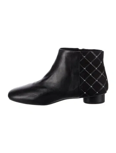 Pre-owned Karl Lagerfeld Leather Graphic Print Boots In Black