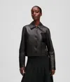 Karl Lagerfeld Women's Leather Jacket With Pockets And Buttons In Black