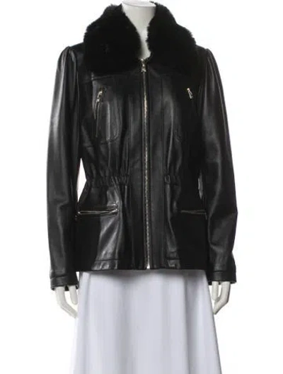 Pre-owned Karl Lagerfeld Leather Jacket In Black