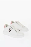 Karl Lagerfeld Leather Kapri Low Top Sneakers With Glitter Detail And Iconi