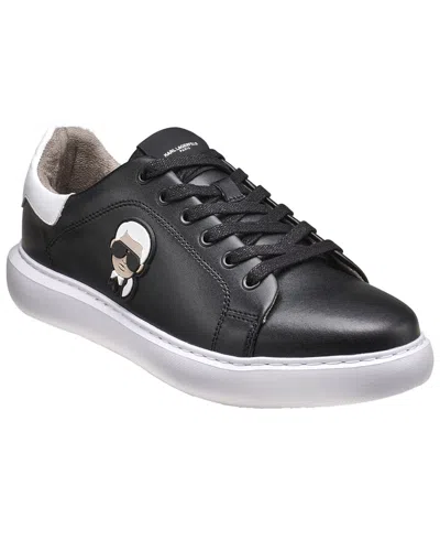 Karl Lagerfeld Leather Karl Head Patch Sneaker In Black
