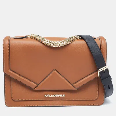 Karl Lagerfeld Leather K/klassik Shoulder Bag In Brown