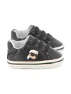 Karl Lagerfeld Leather Lace-up Sneakers In Black