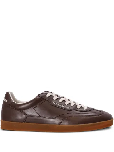 Karl Lagerfeld Leather Logo Sneakers In Brown