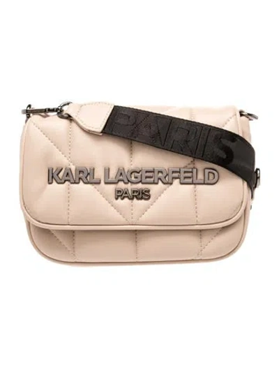 Pre-owned Karl Lagerfeld Leather Messenger Bag In Neutral