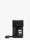 Karl Lagerfeld Leather Smartphone Pouch With Matching Airpods Case In Black