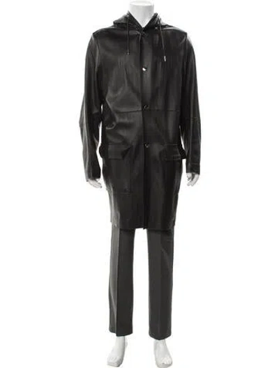 Pre-owned Karl Lagerfeld Leather Parka In Gray