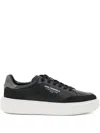 Karl Lagerfeld Leather Platform Snekears In Black