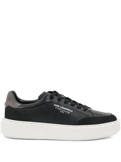 Karl Lagerfeld Leather Platform Snekears In Black