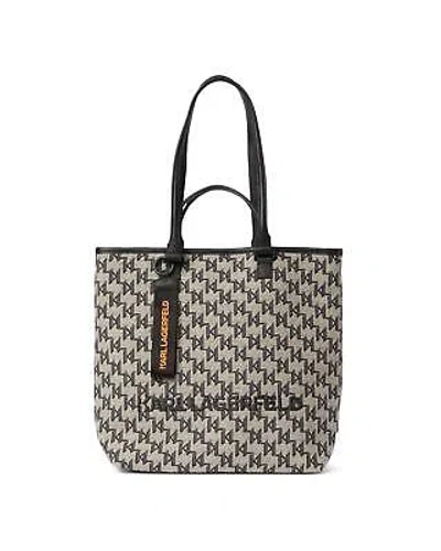 Pre-owned Karl Lagerfeld Leather Shopping Bag With Magnetic Fastening And Multiple Handles In Grey