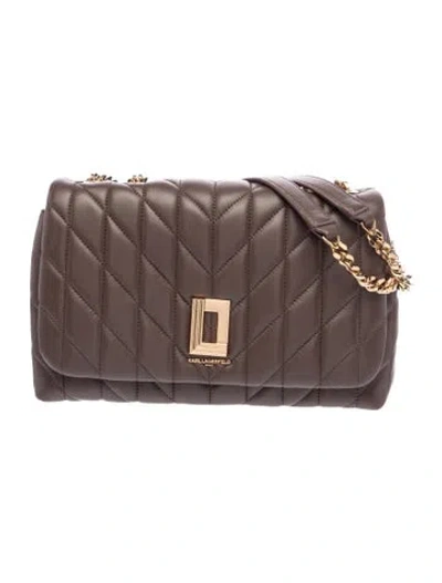 Pre-owned Karl Lagerfeld Leather Shoulder Bag In Brown/grey