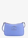 Karl Lagerfeld Leather Shoulder Bag With Frontal Metal Logo In Blue