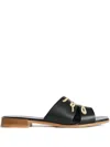 Karl Lagerfeld Leather Slides In Black