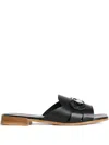 Karl Lagerfeld Leather Slides In Black