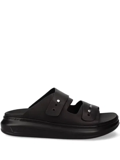 Karl Lagerfeld Leather Slides In Black