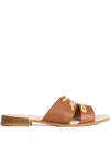 Karl Lagerfeld Leather Slides In Brown