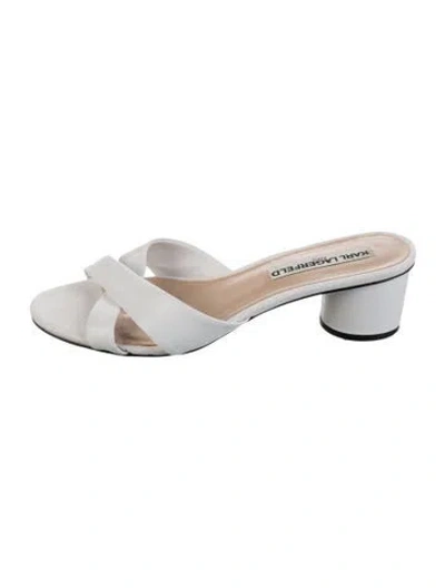 Pre-owned Karl Lagerfeld Leather Slides In White