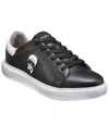 Karl Lagerfeld Leather Karl Head Patch Sneaker In Black