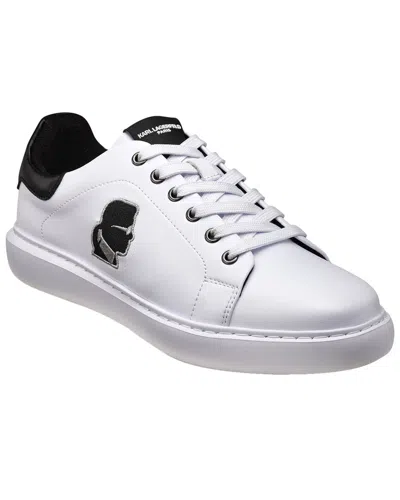 Karl Lagerfeld Lace Up Sneaker With Black Karl Hea In White
