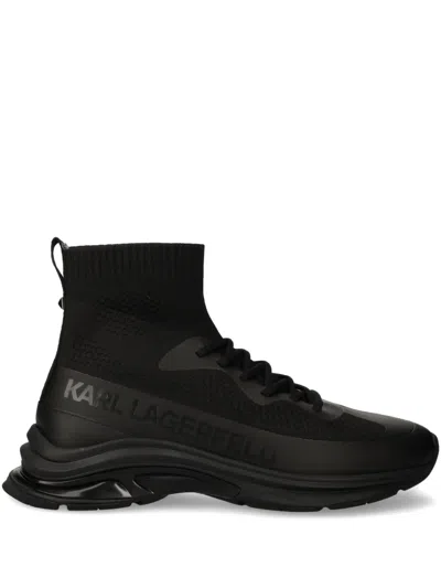 Karl Lagerfeld Leather Sneakers In Black