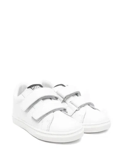 Karl Lagerfeld Kids' Leather Sneakers In White