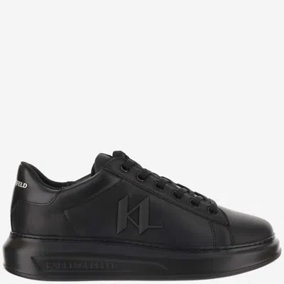 Karl Lagerfeld Leather Sneakers With Logo In Black