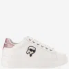 Karl Lagerfeld Leather Kapri Low Top Sneakers With Glitter Detail And Iconi In White