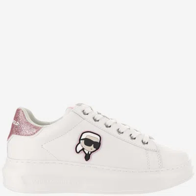 Karl Lagerfeld Leather Sneakers With Logo In White