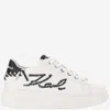 Karl Lagerfeld Embroidered-logo Leather Sneakers In White