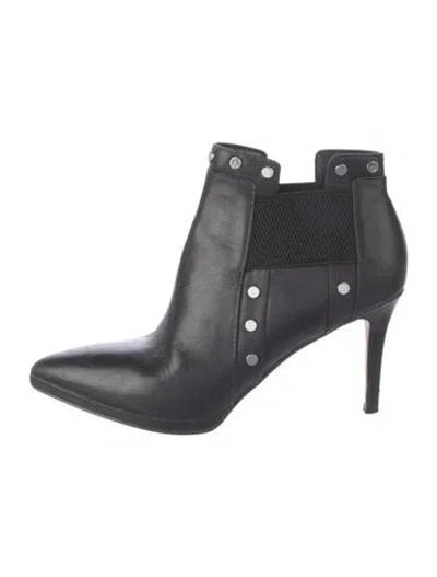 Pre-owned Karl Lagerfeld Leather Studded Accents Boots In Black