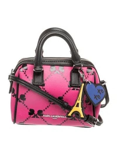Pre-owned Karl Lagerfeld Leather Top Handle Bag In Pink