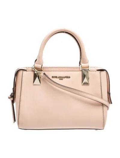 Pre-owned Karl Lagerfeld Leather Top Handle Bag In Pink