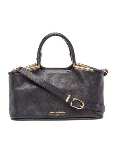 Pre-owned Karl Lagerfeld Leather Top Handle Bag W/ Tags In Black