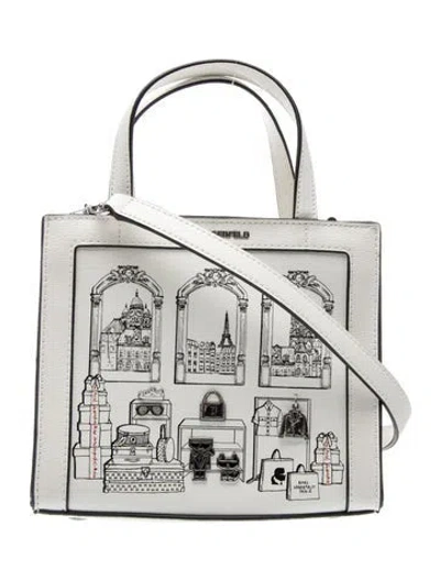 Pre-owned Karl Lagerfeld Leather Top Handle Bag In White