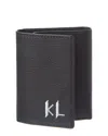 Karl Lagerfeld Leather Trifold Wallet In Black