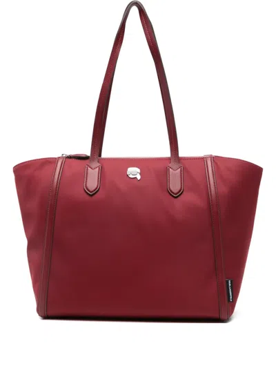 Karl Lagerfeld Leather-trimmed Tote Bag In Red