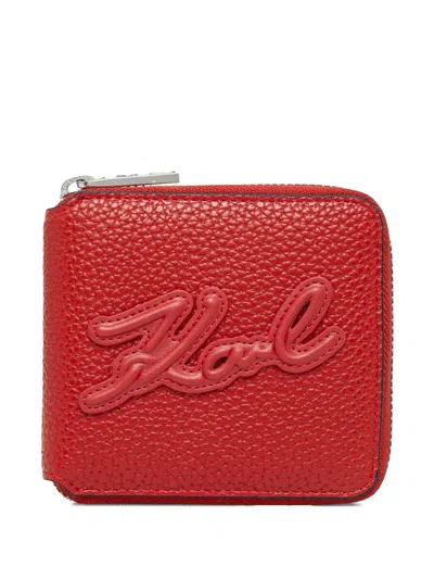 Karl Lagerfeld Leather Wallet In Red