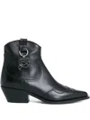Karl Lagerfeld Leather-zip Detail Cowboy Boots In Black