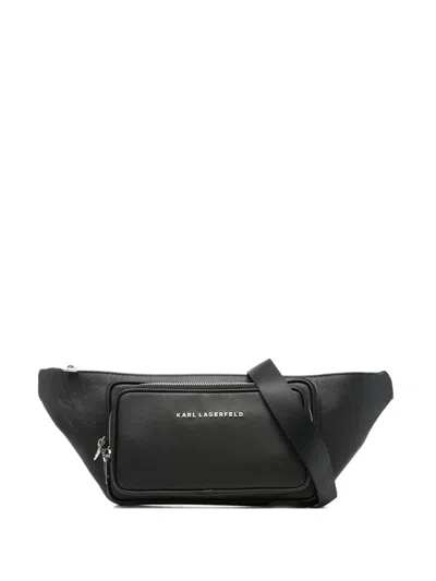 Karl Lagerfeld Leather Zip-fastening Belt Bag In Black